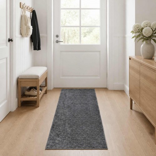 Gulvtæppe antracit 100 x 250 cm - vaskbart