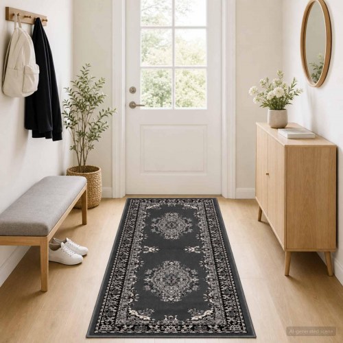 Løbertæppe FLORNES vævet grå 67 x 200 cm
