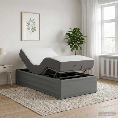 Elektrisk justerbar sengetramme - mørkegrå 200 x 90 x 33,5 cm