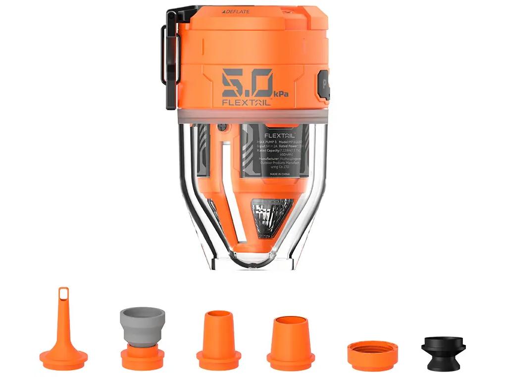 Flextail Max Pump 3 bærbar luftpumpe - orange, 5 kPa, 500 l/min