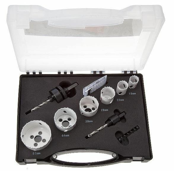 Makita hole saw set - for wood metal plastic aluminium non-ferrous metal plywood steel softwood hardwood copper brass mild steel plasterboard - 6 pieces