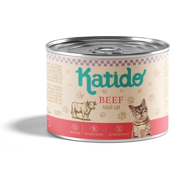 Vådfoder til voksen kat Katido Beef - 200 g