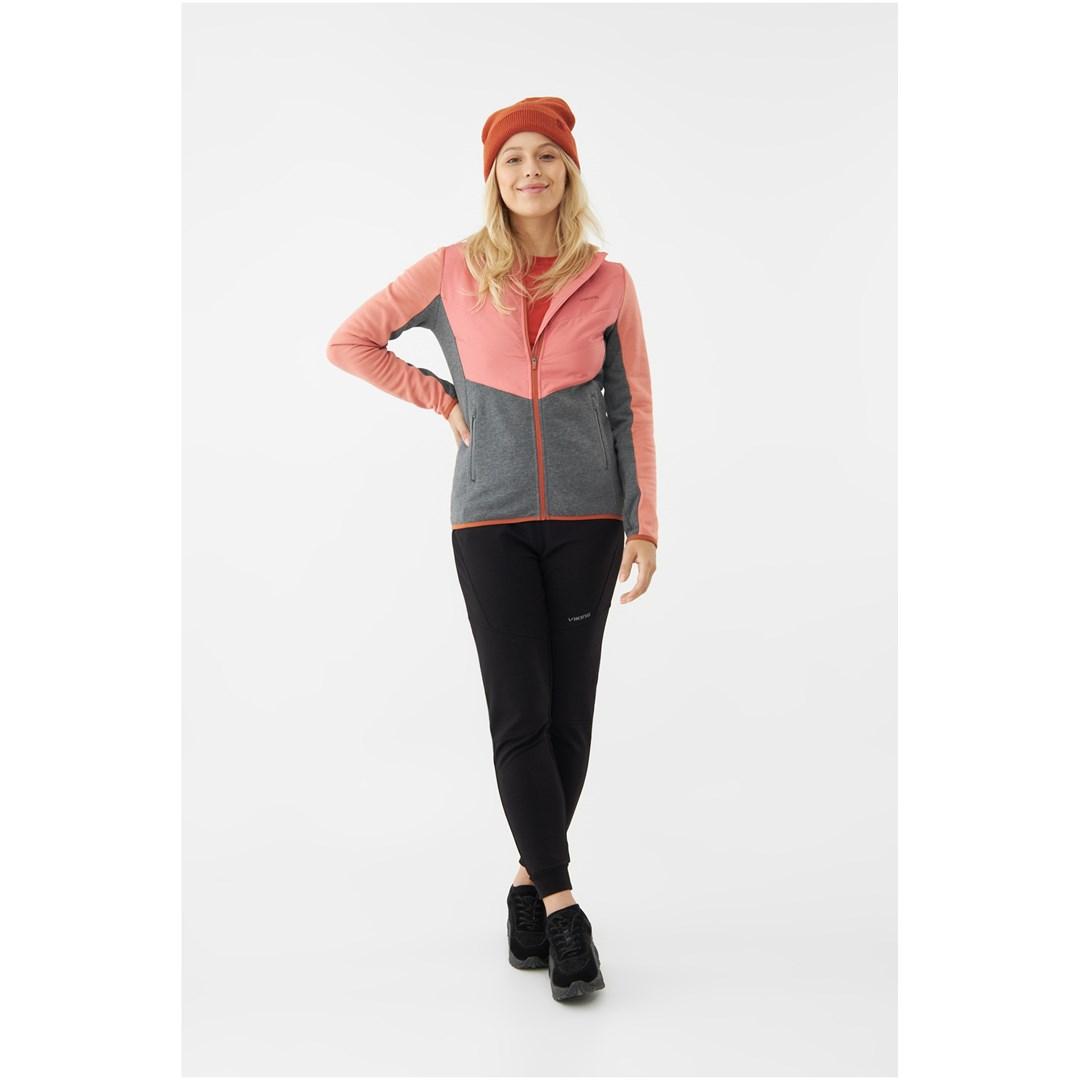 Damejakke Viking Creek Hoodie Bamboo Lady - pink/grå XL
