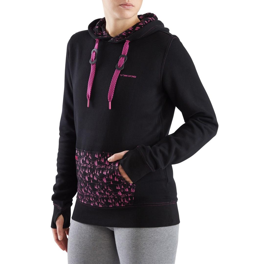 Hoodie Viking Laxa Bamboo Lady - sort/pink, str. M