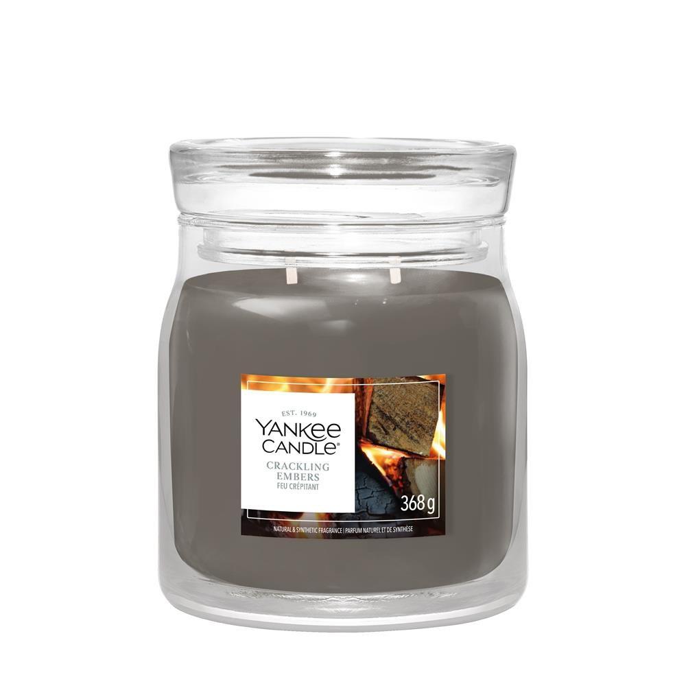 Duftlys Yankee Candle Crackling Embers i glas - grå 368 g