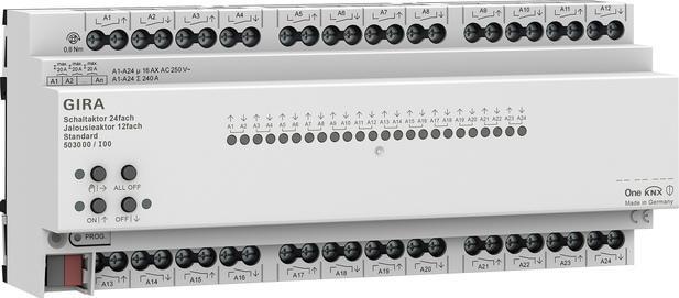 Gira koblingsaktuator 24-moduls 16 a knx / persienneaktuator 12-moduls 16 a knx