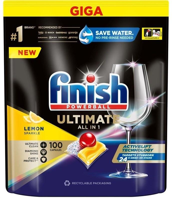 Opvasketabs Finish Powerball Ultimate All in 1 Lemon Sparkle - 100 stk.