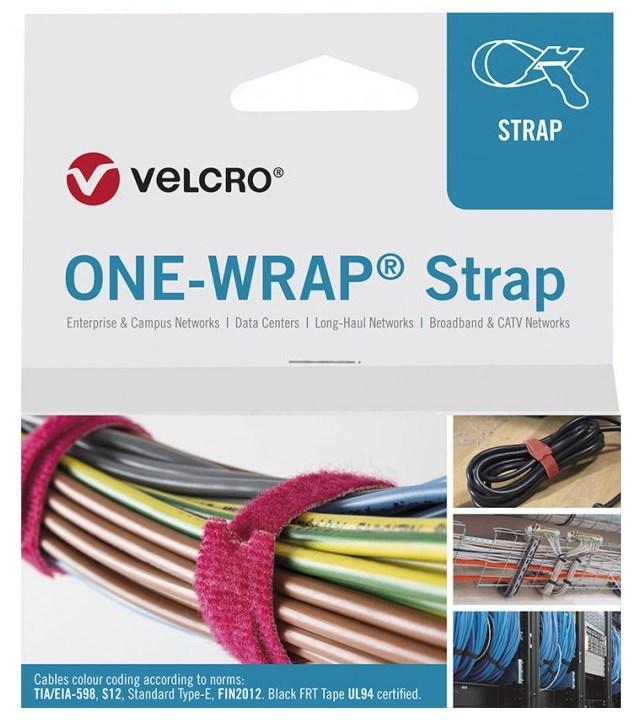 Velcro ONE-WRAP, Udløselig kabelbinder, Polypropylen (PP), Velcro, Sort, 330 mm, 20 mm, 100 stk