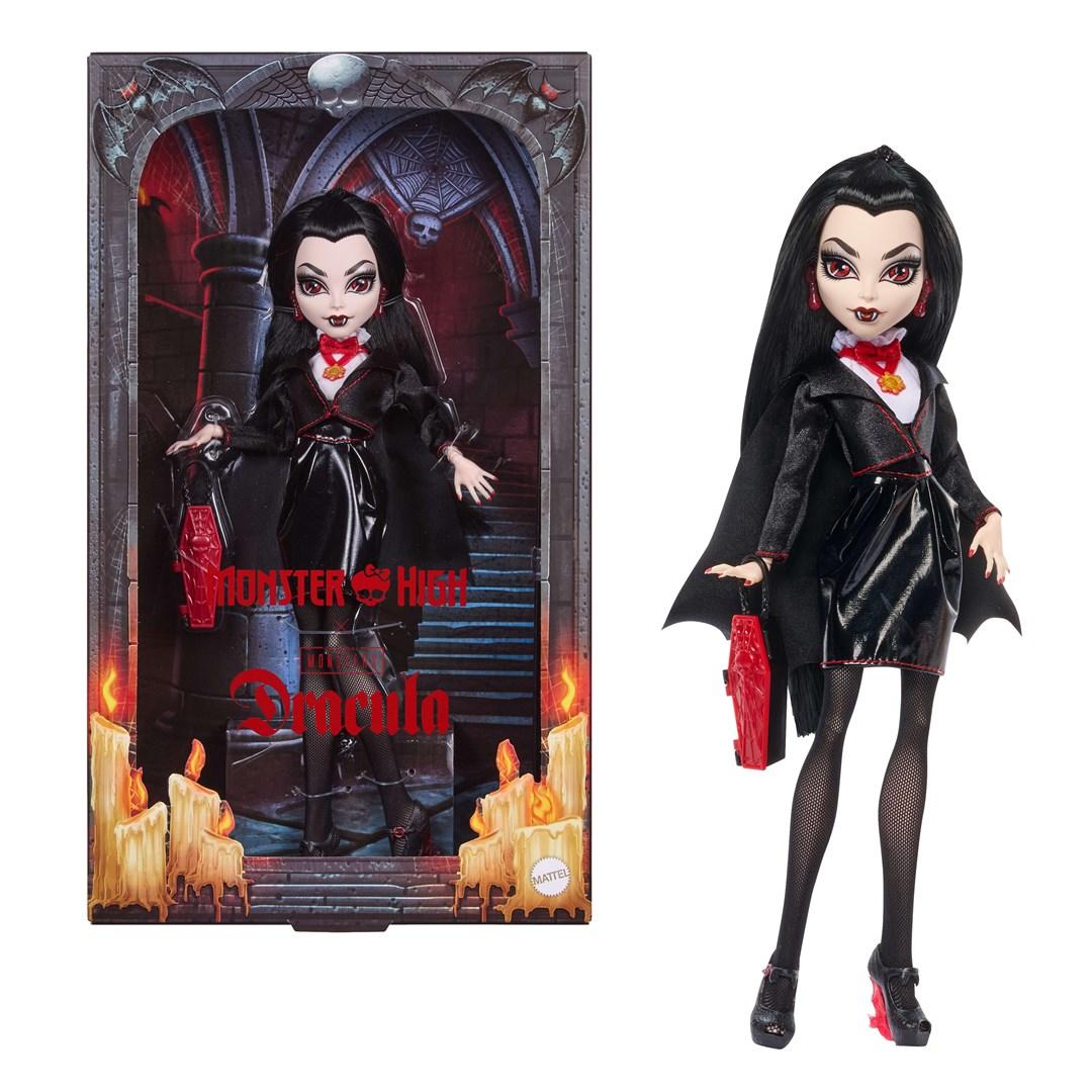 Samlerdukke Monster High x Universal Monsters Dracula - sort kjole og kistetaske