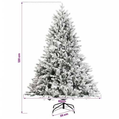 Kunstigt juletræ med julekugler og LED 120 cm - varm hvid