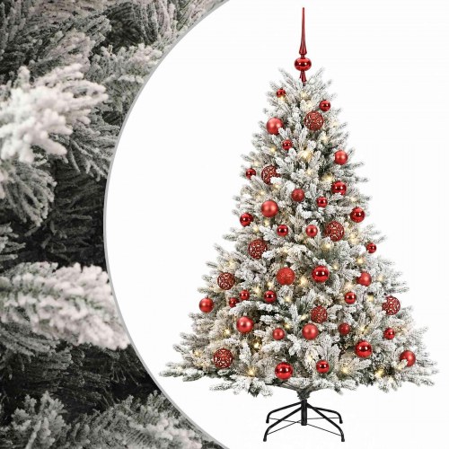 Kunstigt juletræ med julekugler og 150 LED - 120 cm, varm hvid