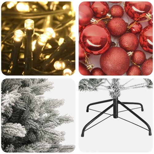 Kunstigt juletræ med julekugler og 150 LED - 120 cm, varm hvid