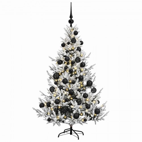 Kunstigt juletræ med LED-lyskæde og kugler - 120 cm