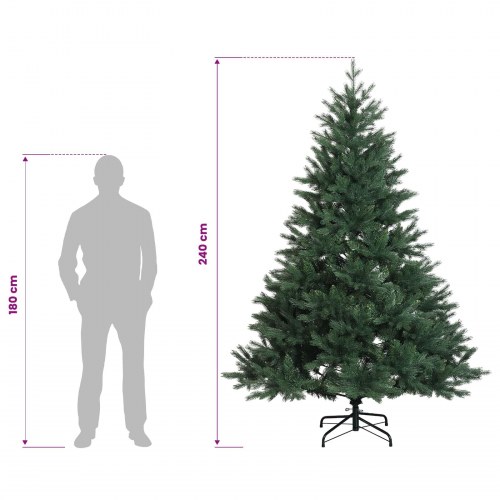Kunstigt juletræ med julekugler og 300 LED - varm hvid, 240 cm