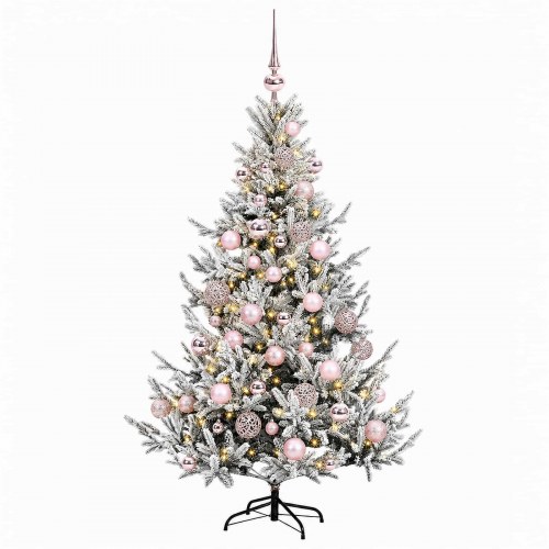 Kunstigt juletræ med kugler og 150 LED - 120 cm, varm hvid