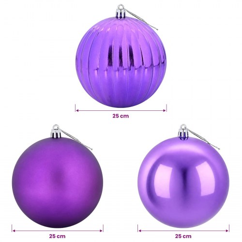 Julekuglesæt XXL 3 stk. - lilla, Ø 25 cm