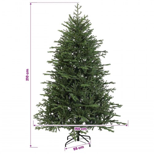 Kunstigt juletræ med julekugler og 300 LED - 210 cm