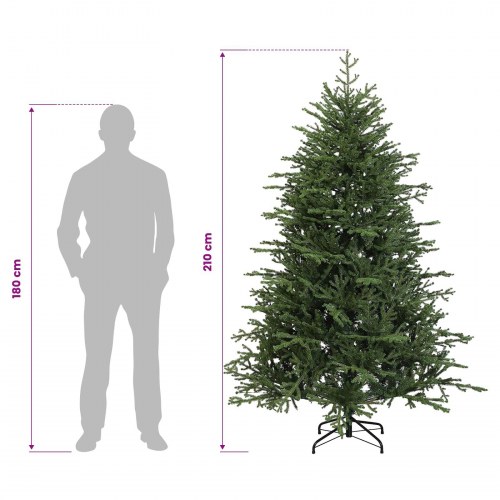 Kunstigt juletræ med julekugler og 300 LED - 210 cm