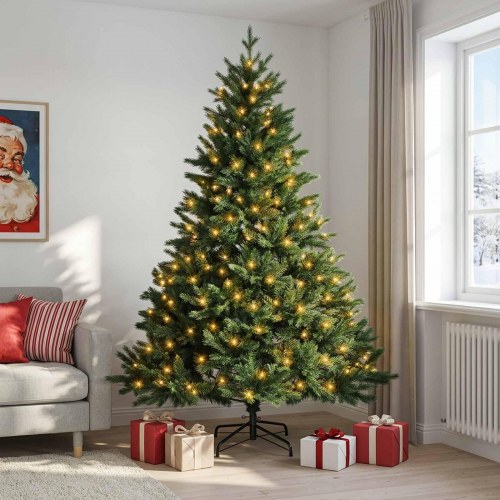 Kunstigt juletræ 120 cm med 150 LED'er - varm hvid