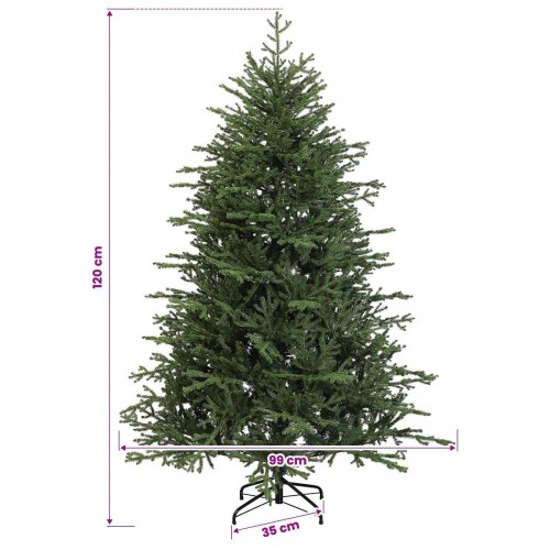 Kunstigt juletræ med kugler og LED-lys 120 cm - varm hvid