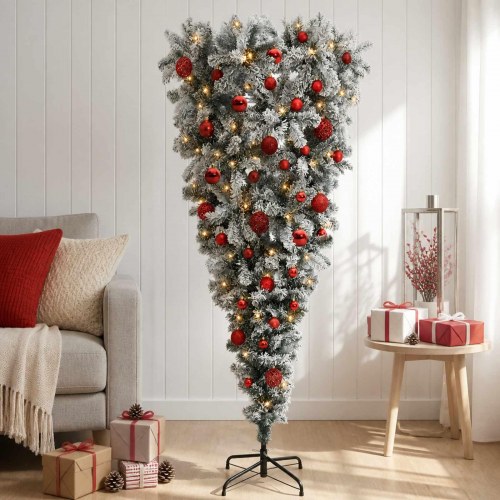 Omvendt kunstigt juletræ med LED - 150 cm, varm hvid