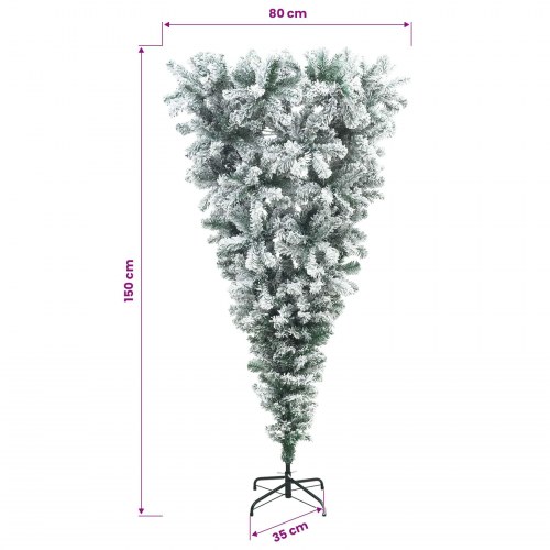 Omvendt kunstigt juletræ med LED - 150 cm, varm hvid