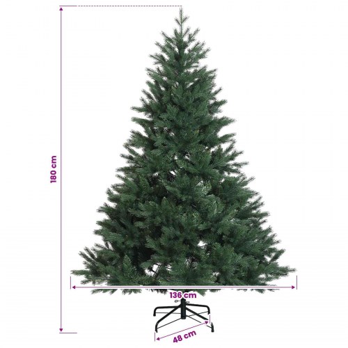 Kunstigt juletræ med LED-lys og julekugler - 180 cm, varm hvid