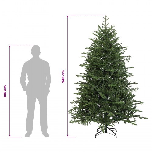 Kunstigt juletræ med julekugler 240 cm - 300 LED'er varm hvid