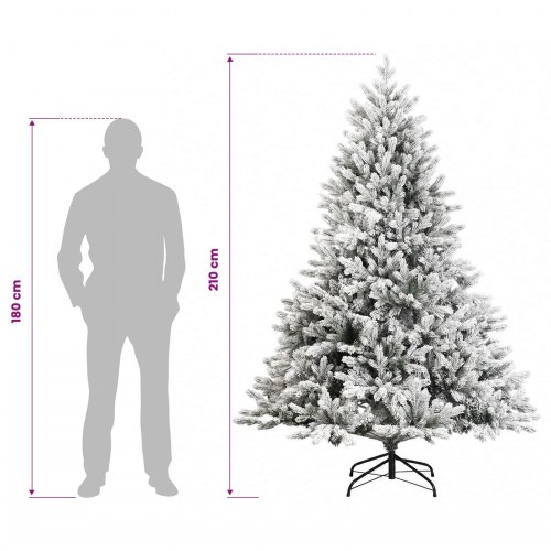 Kunstigt juletræ med kugler og varm hvid LED - 210 cm