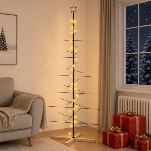 Metal juletræ KUOPIO 180 cm - sort/varm hvid