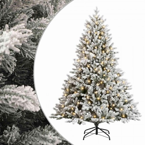 Kunstigt juletræ med sne og LED 120 cm - varm hvid