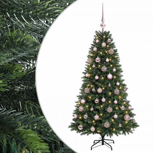 Kunstigt juletræ med kugler og 150 LED - 150 cm