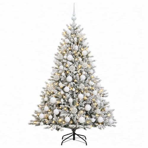 Kunstigt juletræ med julekugler og 300 LED - 180 cm