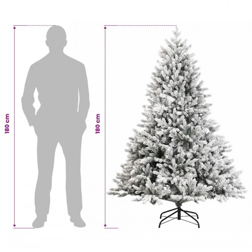 Kunstigt juletræ med julekugler og 300 LED - 180 cm