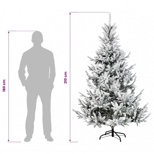 Kunstigt juletræ med julekugler og 300 LED'er - 210 cm