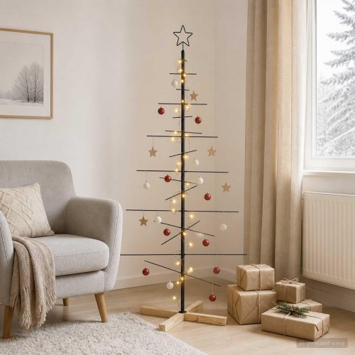 Metal juletræ KUOPIO 150 cm med varm hvid LED - sort