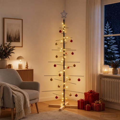 Metal juletræ KUOPIO 150 cm med varm hvid LED - sort