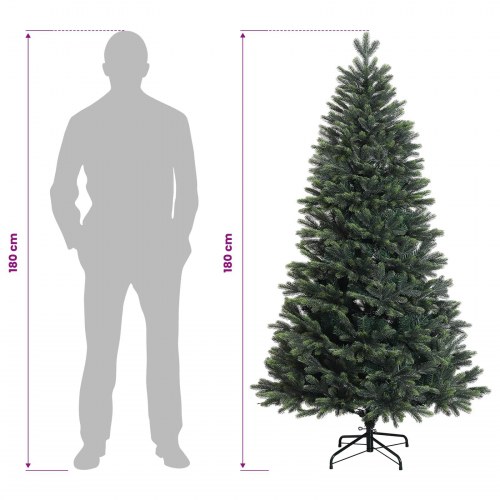 Kunstigt juletræ med kugler og 300 LED'er - 180 cm