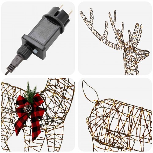 3D-julerensdyr LOVIISA med 560 LED'er - varm hvid