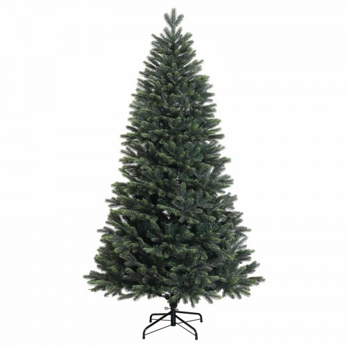 Kunstigt juletræ med kugler og 300 LED'er varm hvid - 210 cm
