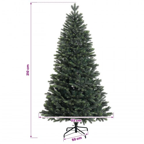 Kunstigt juletræ med kugler og 300 LED'er varm hvid - 210 cm