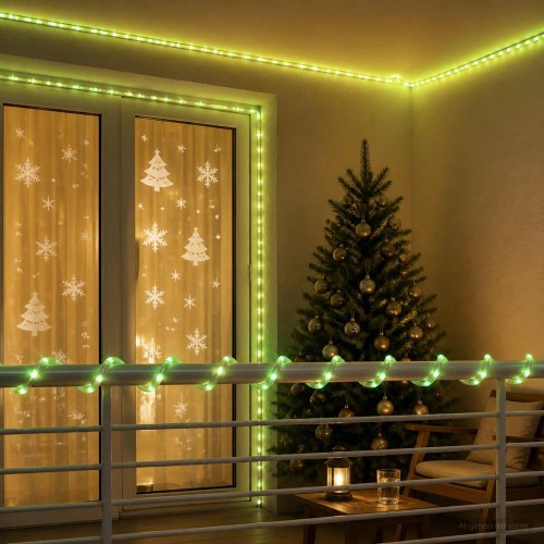 LED-lysslange til jul - grøn, 50 m, 1200 LED