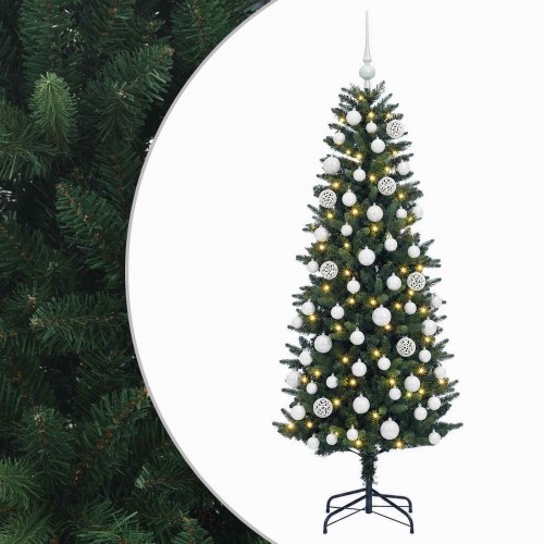 Kunstigt juletræ med kugler og 300 LED - 180 cm