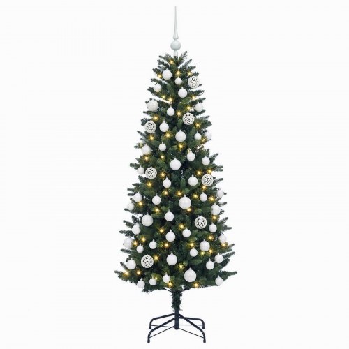 Kunstigt juletræ med kugler og 300 LED - 180 cm