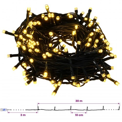 Kunstigt juletræ med kugler og 300 LED - 180 cm