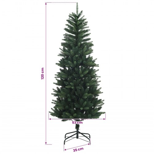 Kunstigt juletræ med kugler og LED-lys 120 cm - varm hvid