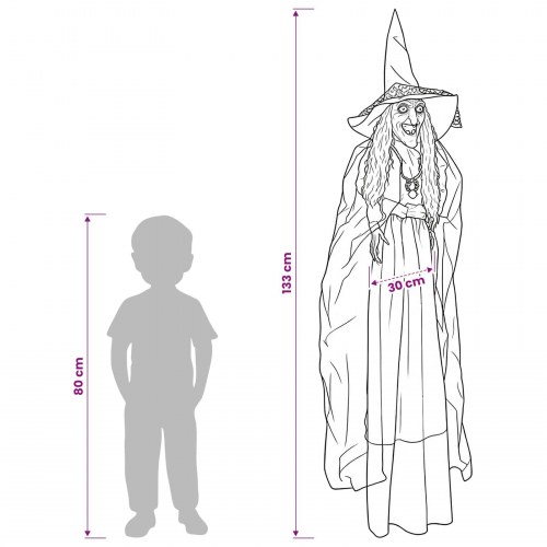 Hængende halloween-heks SPOOKA - lilla 30 x 133 cm