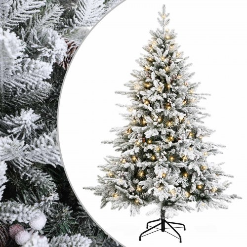 Kunstigt juletræ med hængslede grene 150 cm - 150 LED varm hvid
