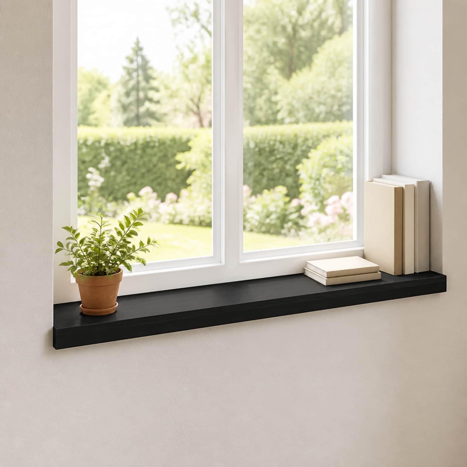 vidaXL Vindueskarme 2 stk. Sort 90 x 15 x 2 cm Solid bøg
