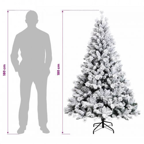 Kunstigt juletræ med kugler og LED-lys 180 cm - grøn/hvid